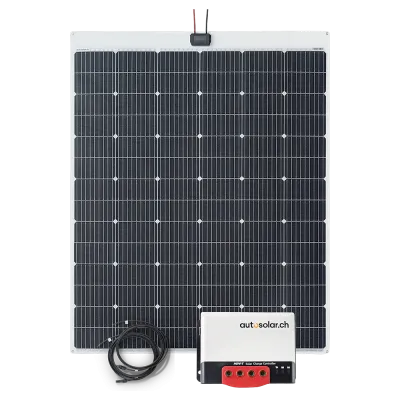 Kit solaire spécialement conçu pour Ford Nugget ou camping-cars avec toit relevable.