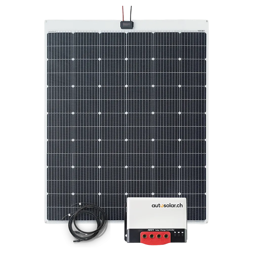 Kit solaire spécialement conçu pour Ford Nugget ou camping-cars avec toit relevable.