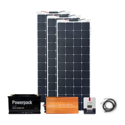 480W Solaranlage flexibel, Lithiumbatterie 105Ah & 2000W-Wechselrichter