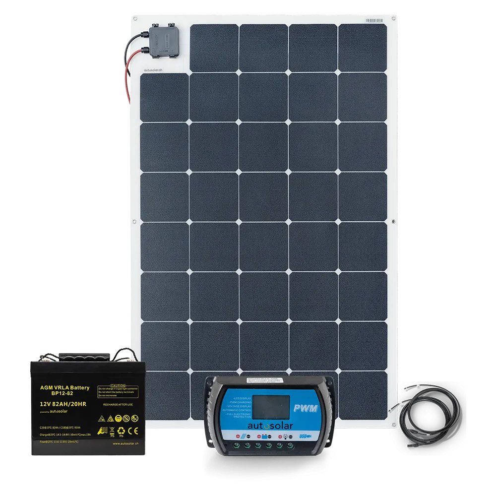 Solarset 140W flexibel mit Batterie 82Ah Solarset 140W flexibel mit Batterie 82Ah