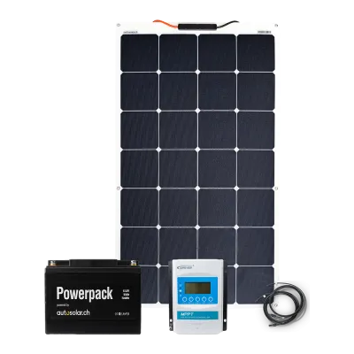 Solarset 100 Watt flexibel - für Gartenhaus, Alphütte, Schiff oder Camper