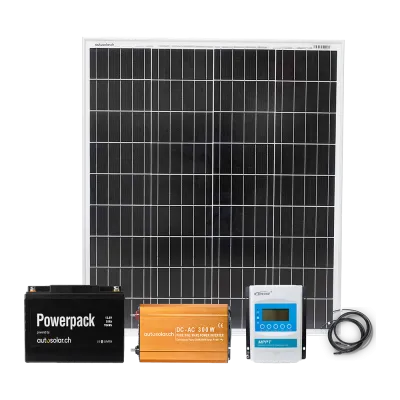 100W Solaranlage, Solar-Laderegler MPPT 10A, Lithiumbatterie & Wechselrichter