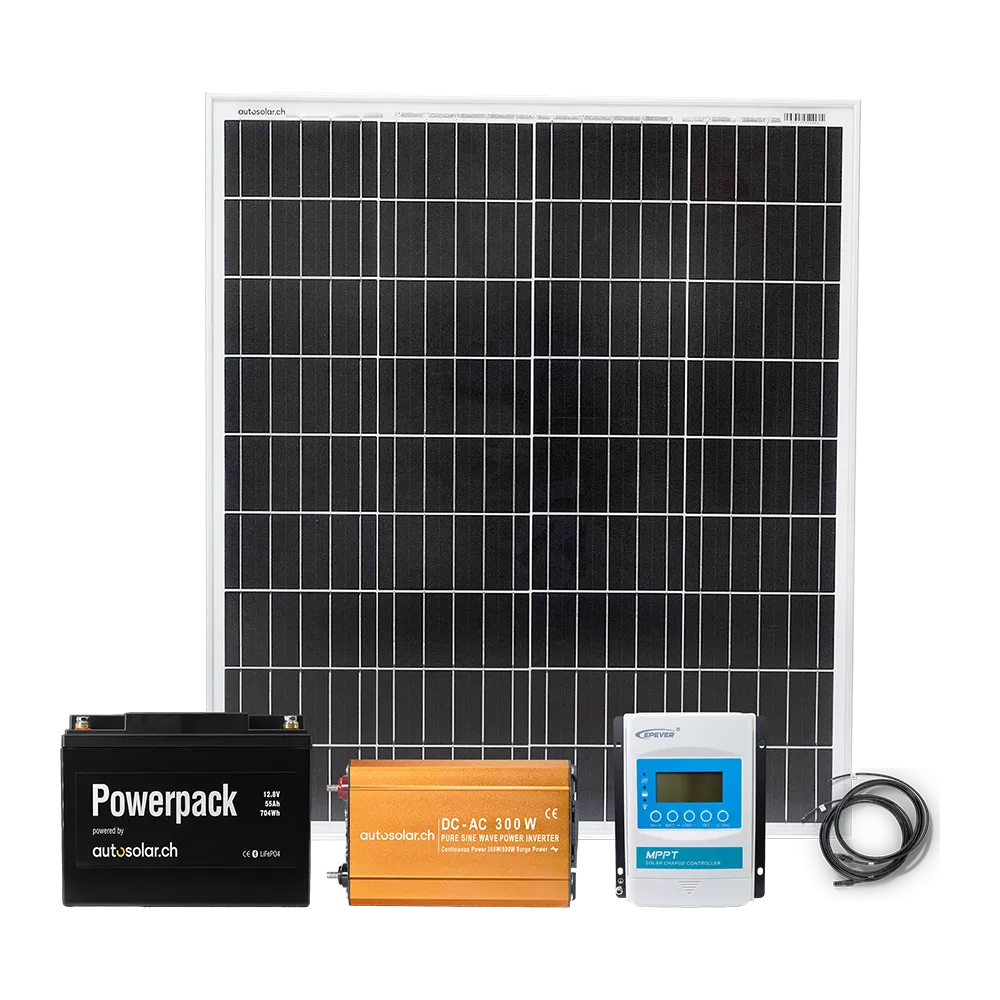 100W solar system, MPPT 10A solar charge controller, lithium battery & inverter