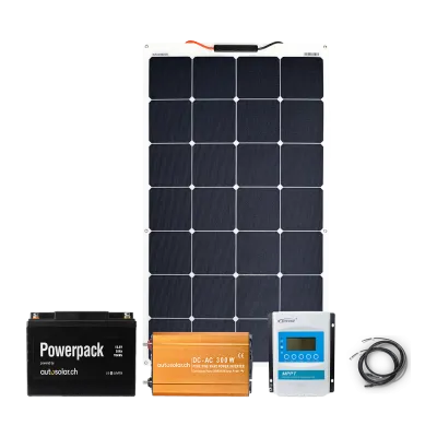 Système solaire flexible de 105 W avec batterie, régulateur de charge et onduleur