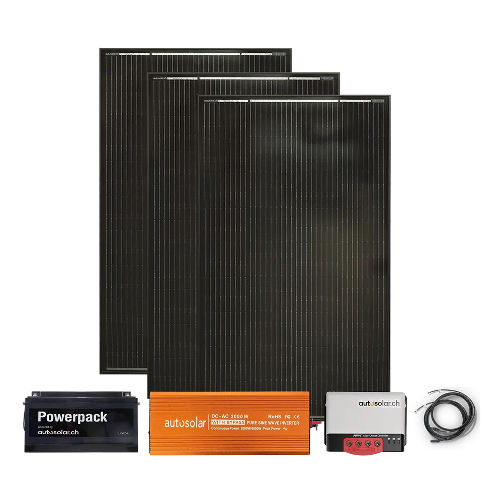 copy of Komplettpaket 670W Solaranlage mit Lithiumbatterie 200Ah und 2000W-Wechselrichter für Gartenhaus