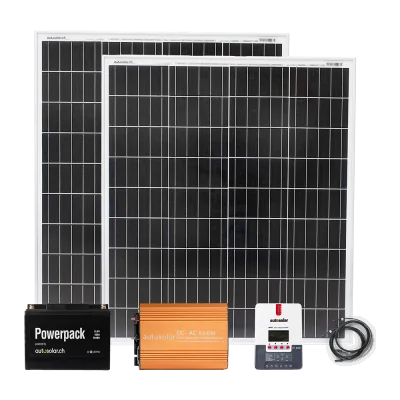 Solaranalage 200W mit Lithiumbatterie, Wechselrichter & Laderegler