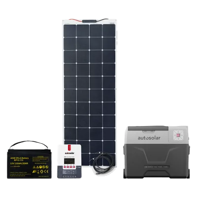Solaranlage 165 Watt flexibel mit Kühlbox. Solarset für Wohnmobil