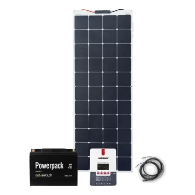 Kit de système solaire flexible de 165 W avec contrôleur de charge MPPT 20 A et batterie au lithium de 55 Ah