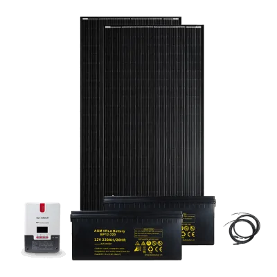 800W solar kit with 60A MPPT charge controller and 2x220Ah AGM batteries