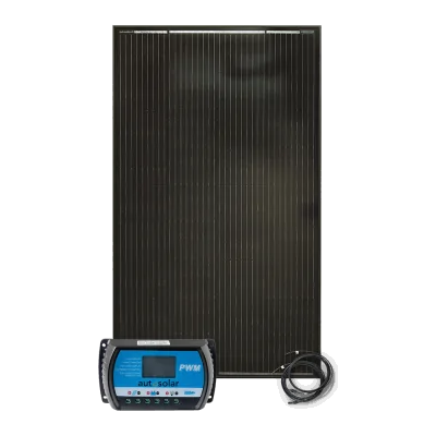 Système solaire de 160 watts pour abri de jardin et chalet alpin, sans batterie.