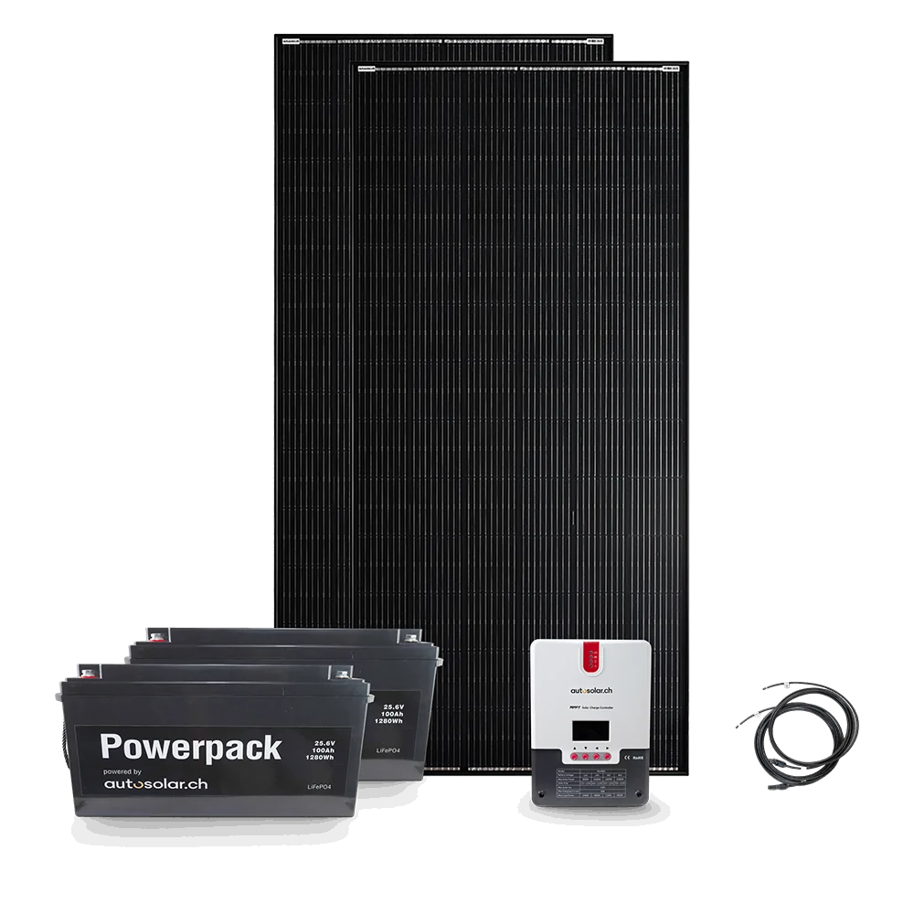 Solaranlage Set 800W 24V, 60A MPPT Laderegler & 2x 100Ah 24V Lithiumbatterien