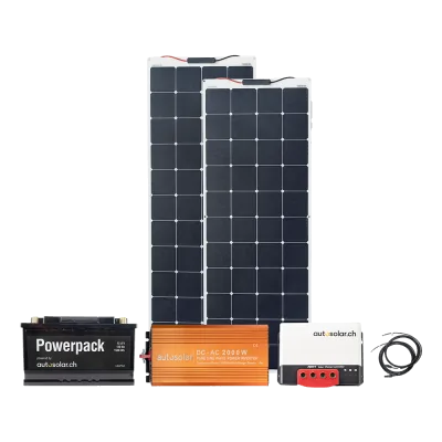 Ensemble complet et flexible de 320 W avec batterie au lithium de 105 Ah et onduleur de 2000 W