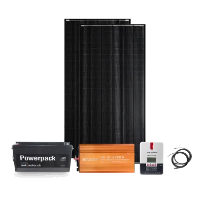 800W Solaranlage mit Lithiumbatterie 100Ah 24V & 2000W-Wechselrichter