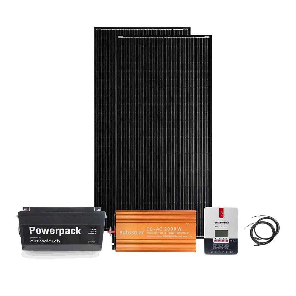 670W Solaranlage mit Lithiumbatterie 100Ah 24V & 2000W-Wechselrichter 670W Solaranlage mit Lithiumbatterie 100Ah 24V & 2000W-Wechselrichter