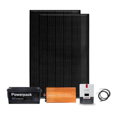 Komplettset 2x 320W Solaranlage mit Lithiumbatterie 12V für 230V - inkl. Montagematerial für Gartenhaus oder Ferienhaus