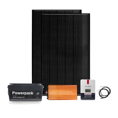 Complete solar system package 670W with 100Ah 24V lithium battery and 2000W inverter - for garden shed or holiday home
