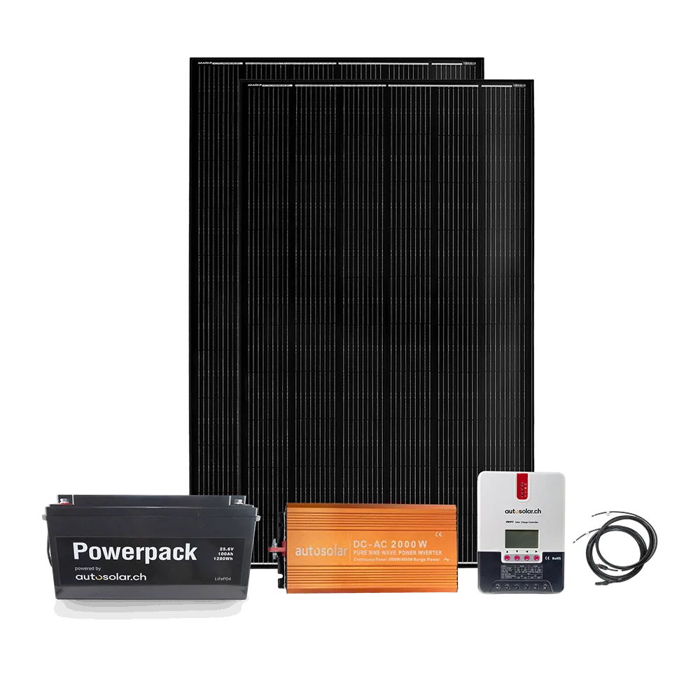 Système solaire de 670 W avec batterie au lithium 24 V de 100 Ah et onduleur de 2000 W