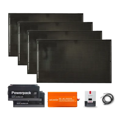 Système solaire complet de 1340 W avec 2 batteries lithium de 100 Ah et un onduleur de 2000 W