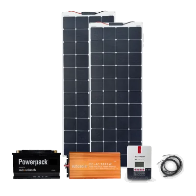 Complete package 330W flexible solar system with 105Ah lithium battery and 2000W inverter