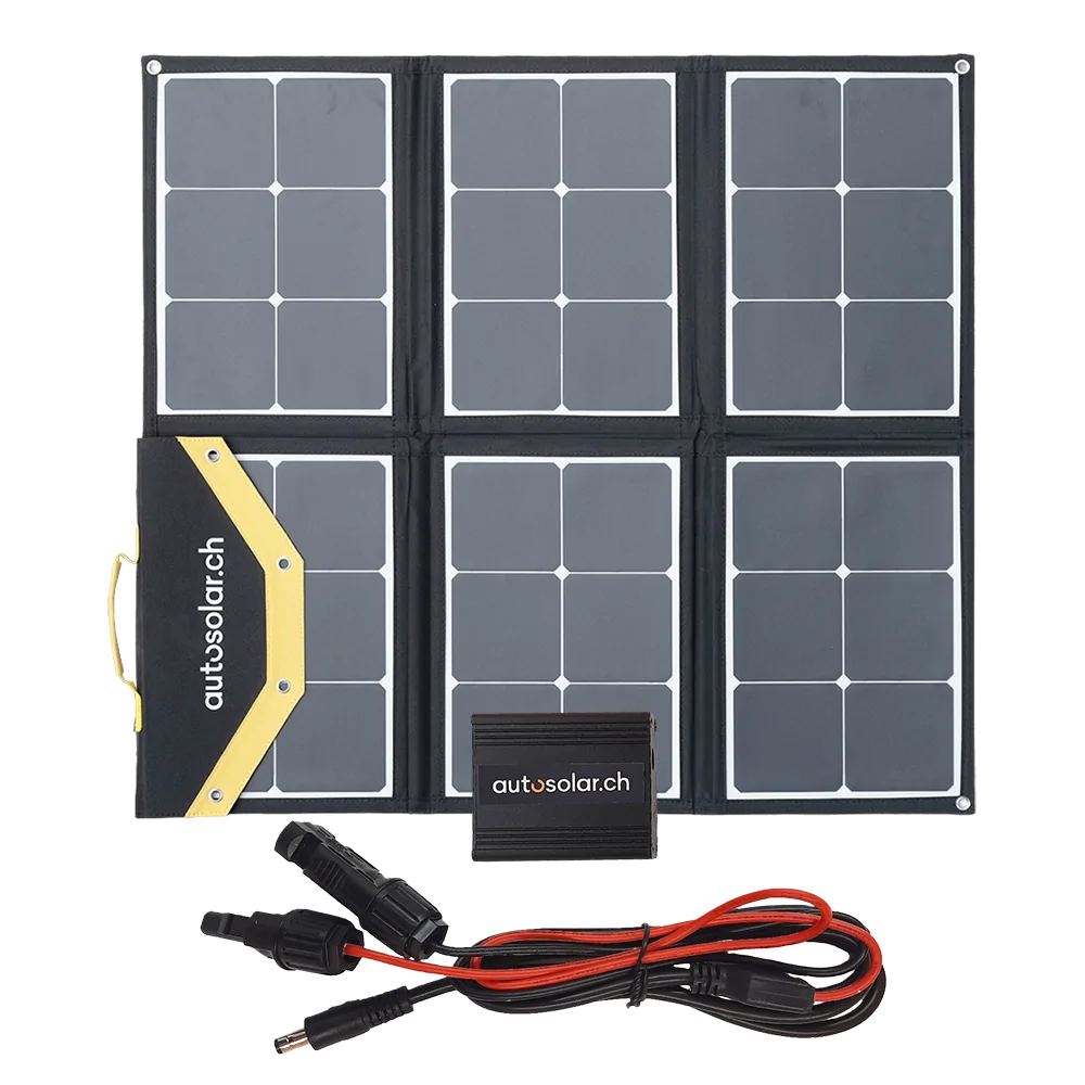 Valise solaire flexible AutoSolar 135 W (6 x 22,5 W) avec convertisseur CC AutoSolar
