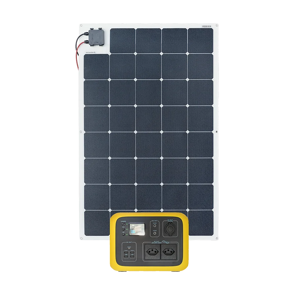 Powerstation 500Wh mit flexiblem 140W Solarmodul - mobiler Generator mit Sinus-Wechselrichter