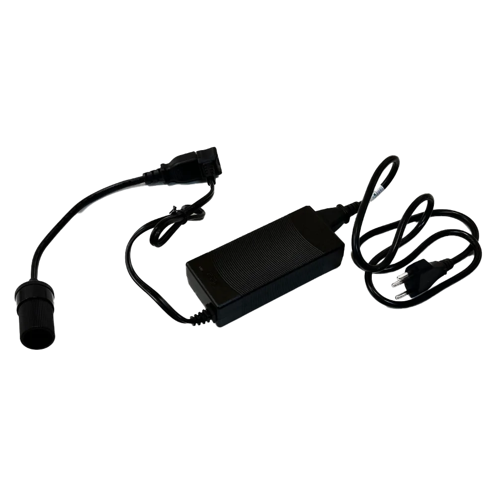 Practical adapter cable from cigarette lighter plug to 230V connection