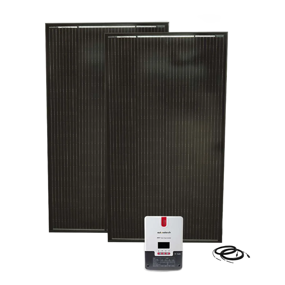 Système solaire de 320 W avec régulateur de charge MPPT 30 A, câbles sans batterie
