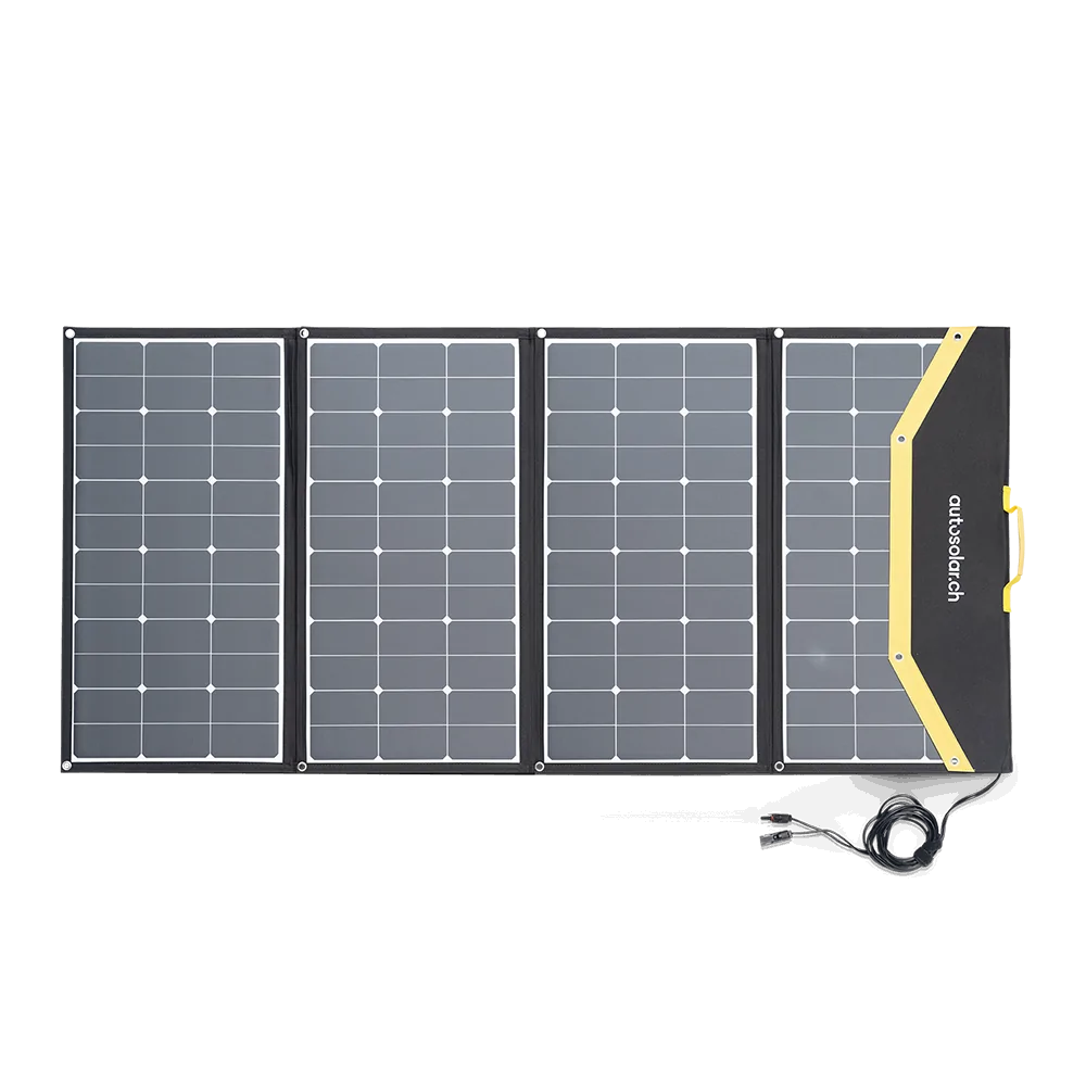 Panneau solaire performant de 260 W&nbsp;: valise solaire pliable et flexible de 260 W – avec chargeur et pinces de connexion