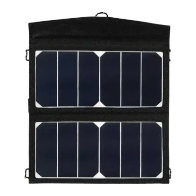 Foldable, efficient 12W solar panel with USB ports