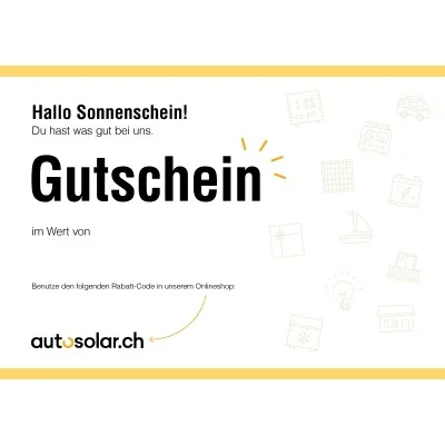 Geschenkgutschein für Solarprodukte