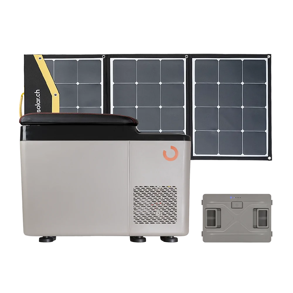Glacière solaire de 15 L avec valise solaire de 135 W et batterie au lithium
