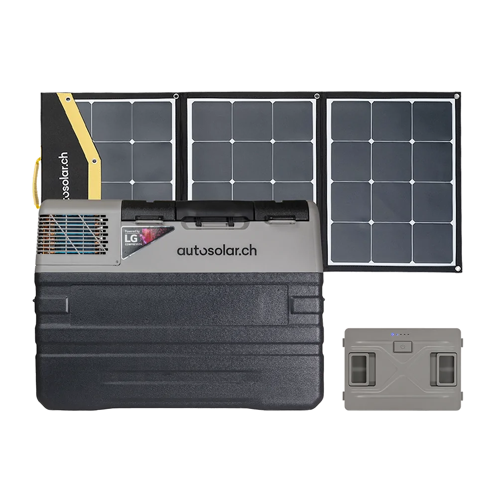 42L Solar Kühlbox Komplettset mit 135W Solarkoffer & Lithium Batterie