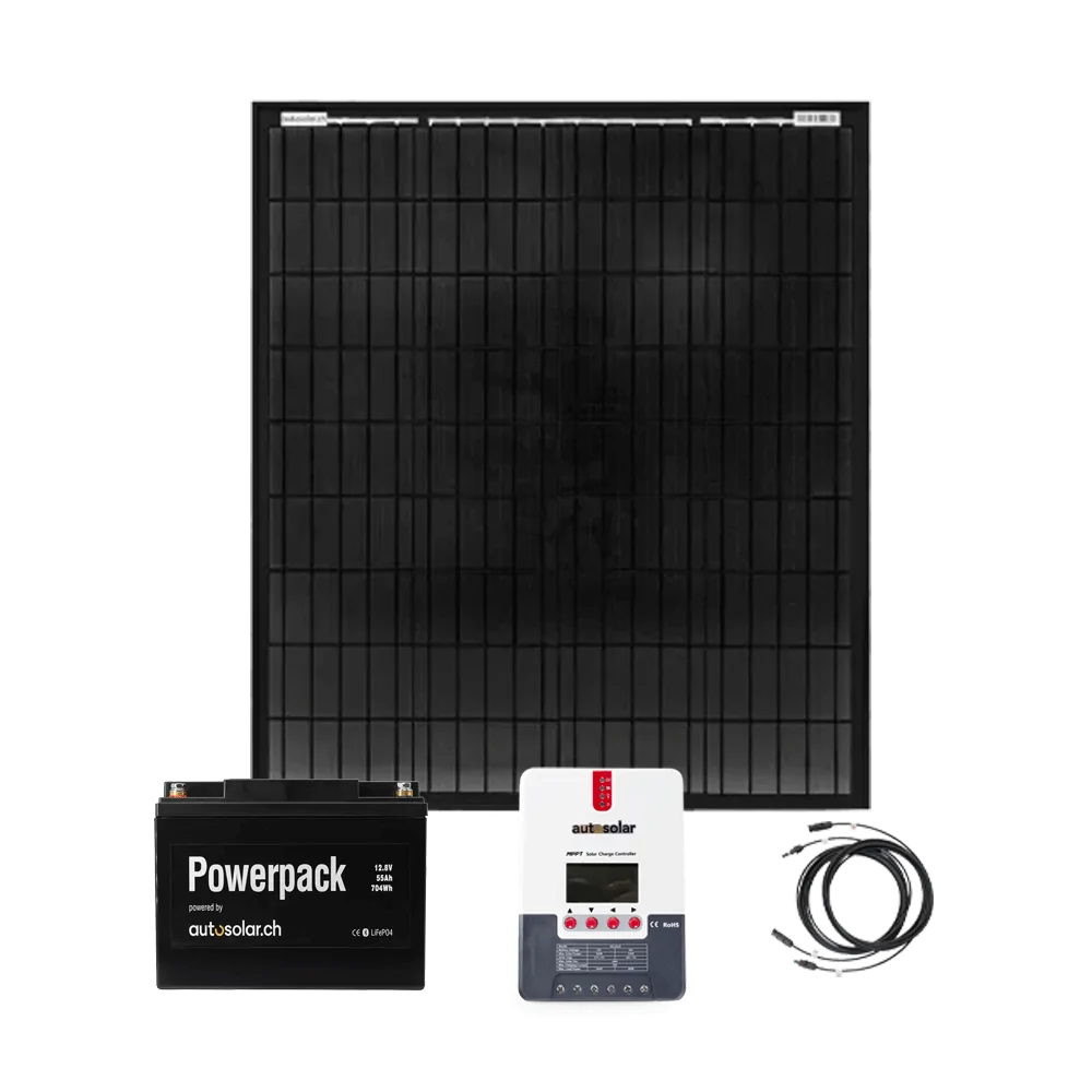100W Solar Kit for Campers – Lithium 55Ah + MPPT 20A | Compact Solar System