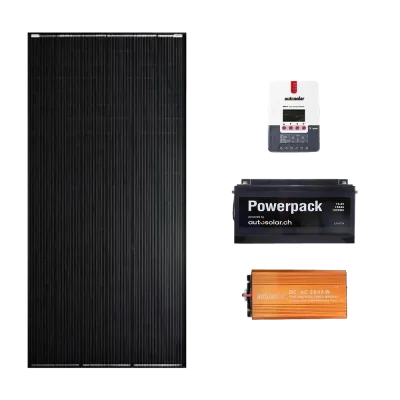 Emergency power supply kit with solar panel & battery | AutoSolar.ch