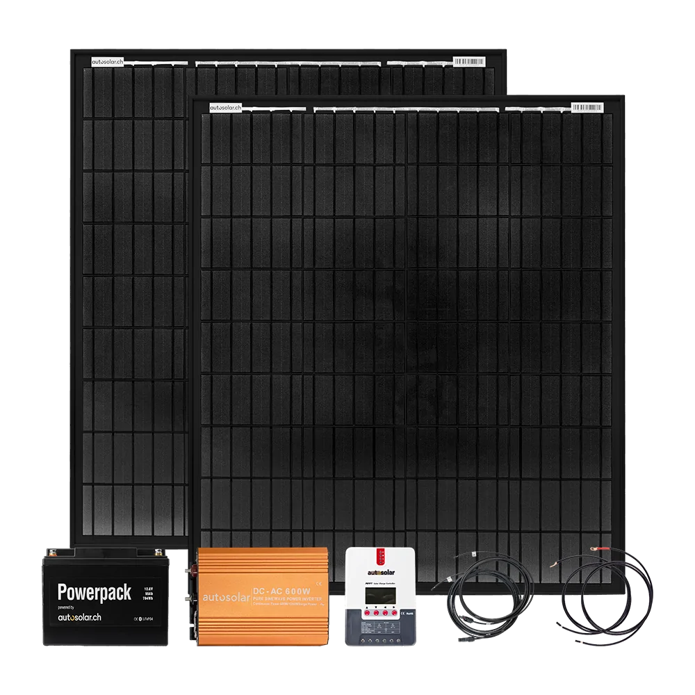 Système solaire de 200 W avec batterie au lithium, onduleur et régulateur de charge