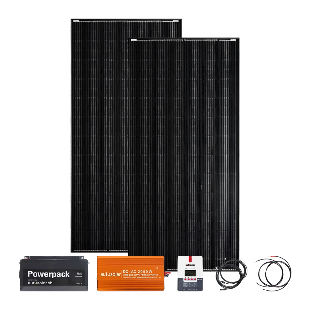 Système solaire de 800 W avec batterie au lithium 24 V de 100 Ah et onduleur de 2000 W