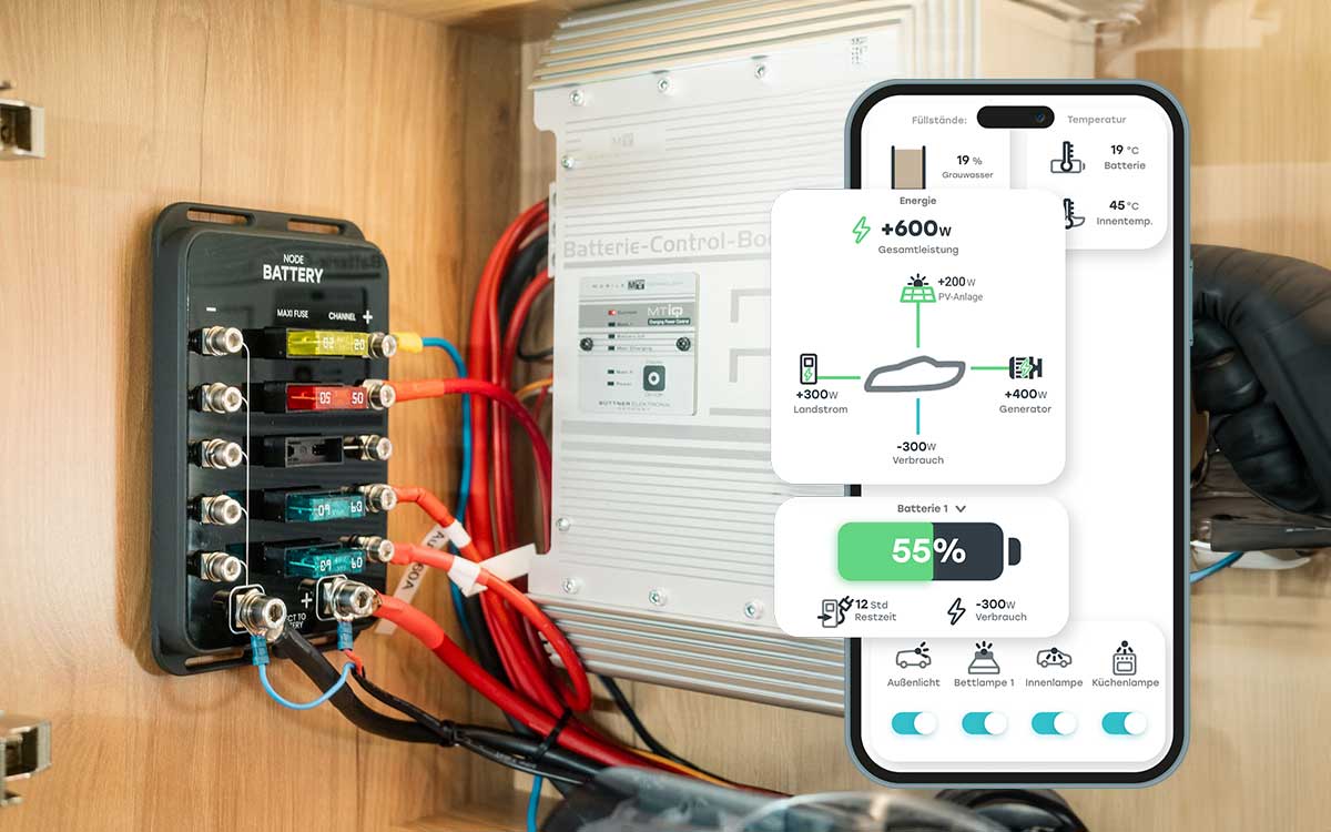 Smartphone App Batterie Steuerung und Überwachung